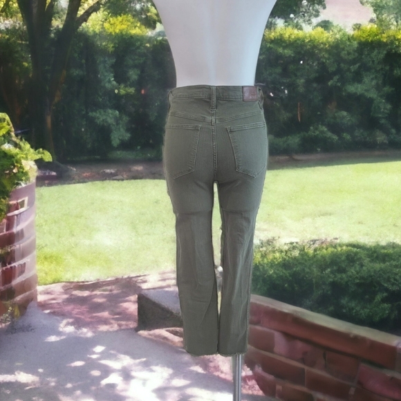 Madewell High-Rise Skinny Jeans Raw Hem Olive Moss Green Women's Size 27 - Picture 2 of 13